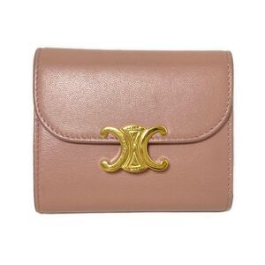 Celine Trifold Wallet Small Flap Wallet 10d783bzg.25vp Pink Beige Triomphe